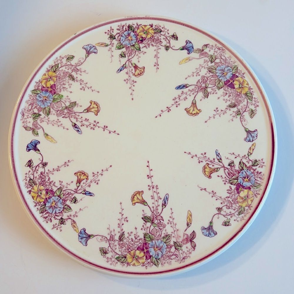 Vintage Pink Floral Pattern Cake Plate Japan